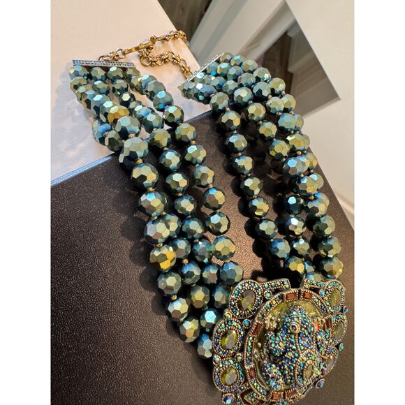 Heidi Daus Toad Necklace Dangle Frog with Tassel Beaded - Picture 8 of 8